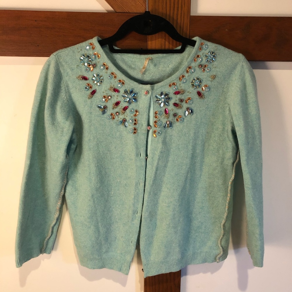 Free People Jewel embellished wool cardigans